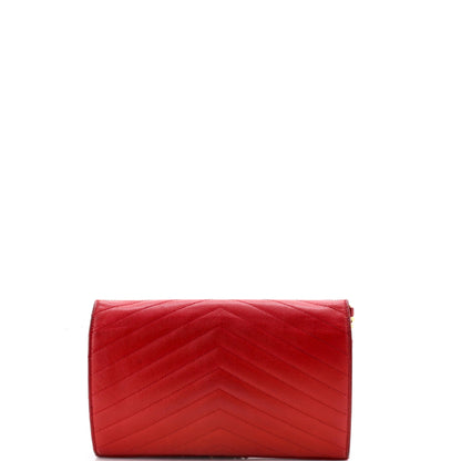 Classic Monogram Wallet on Chain Matelasse Chevron Leather Medium