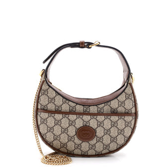 Interlocking G Patch Half Moon Hobo GG Coated Canvas Mini
