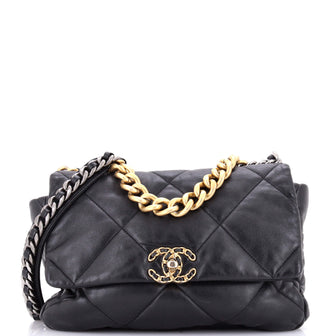 19 Flap Bag Quilted Leather Large