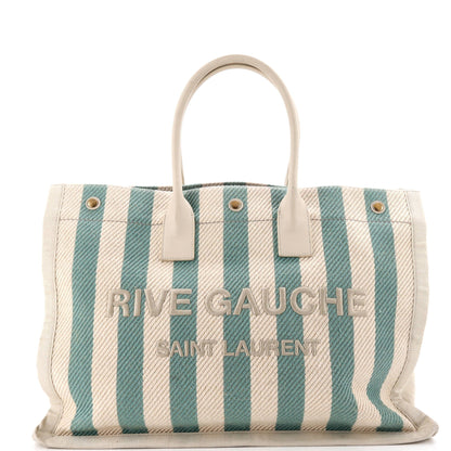 Rive Gauche Shopper Tote Striped Canvas Large
