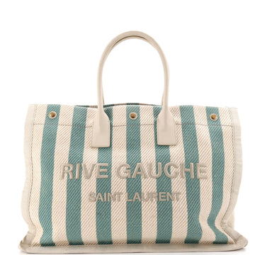 Rive Gauche Shopper Tote Striped Canvas Large