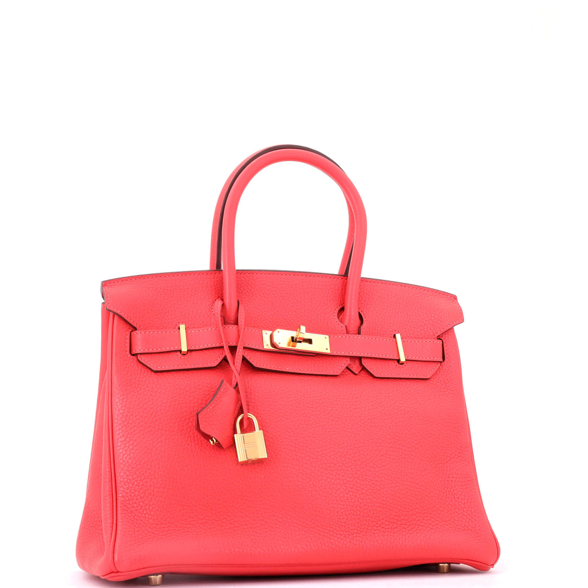Birkin Handbag Bougainvillier Clemence with Gold Hardware 30