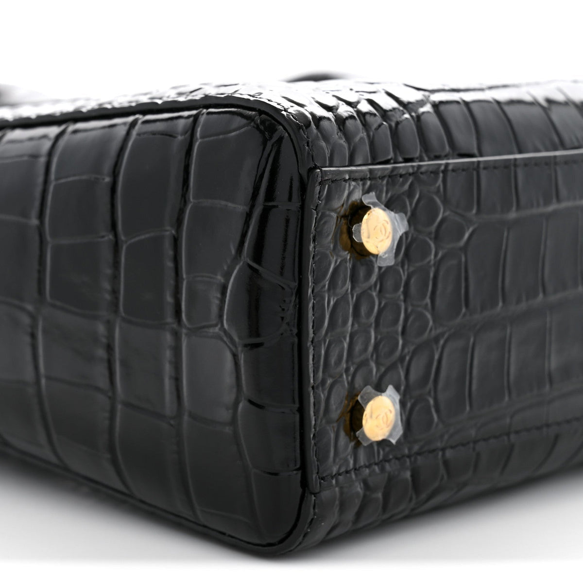 Chanel Calfskin Crocodile Embossed Small Archetype Tote Black