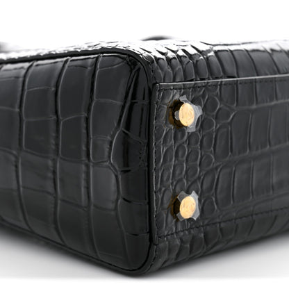 Chanel Calfskin Crocodile Embossed Small Archetype Tote Black