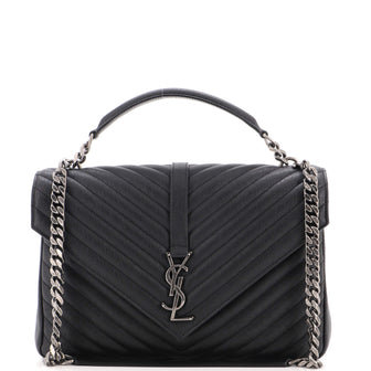 Classic Monogram College Bag Matelasse Chevron Leather Large