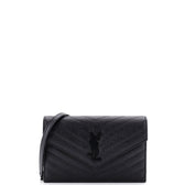 Classic Monogram Wallet on Chain Matelasse Chevron Leather Small