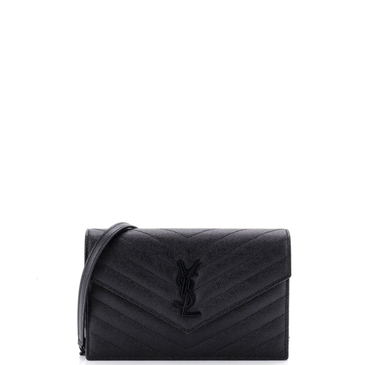 Classic Monogram Wallet on Chain Matelasse Chevron Leather Small