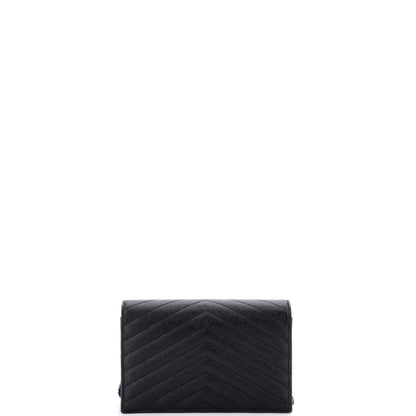 Classic Monogram Wallet on Chain Matelasse Chevron Leather Small
