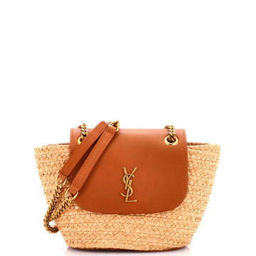 Manon Basket Bag Raffia with Leather Nano