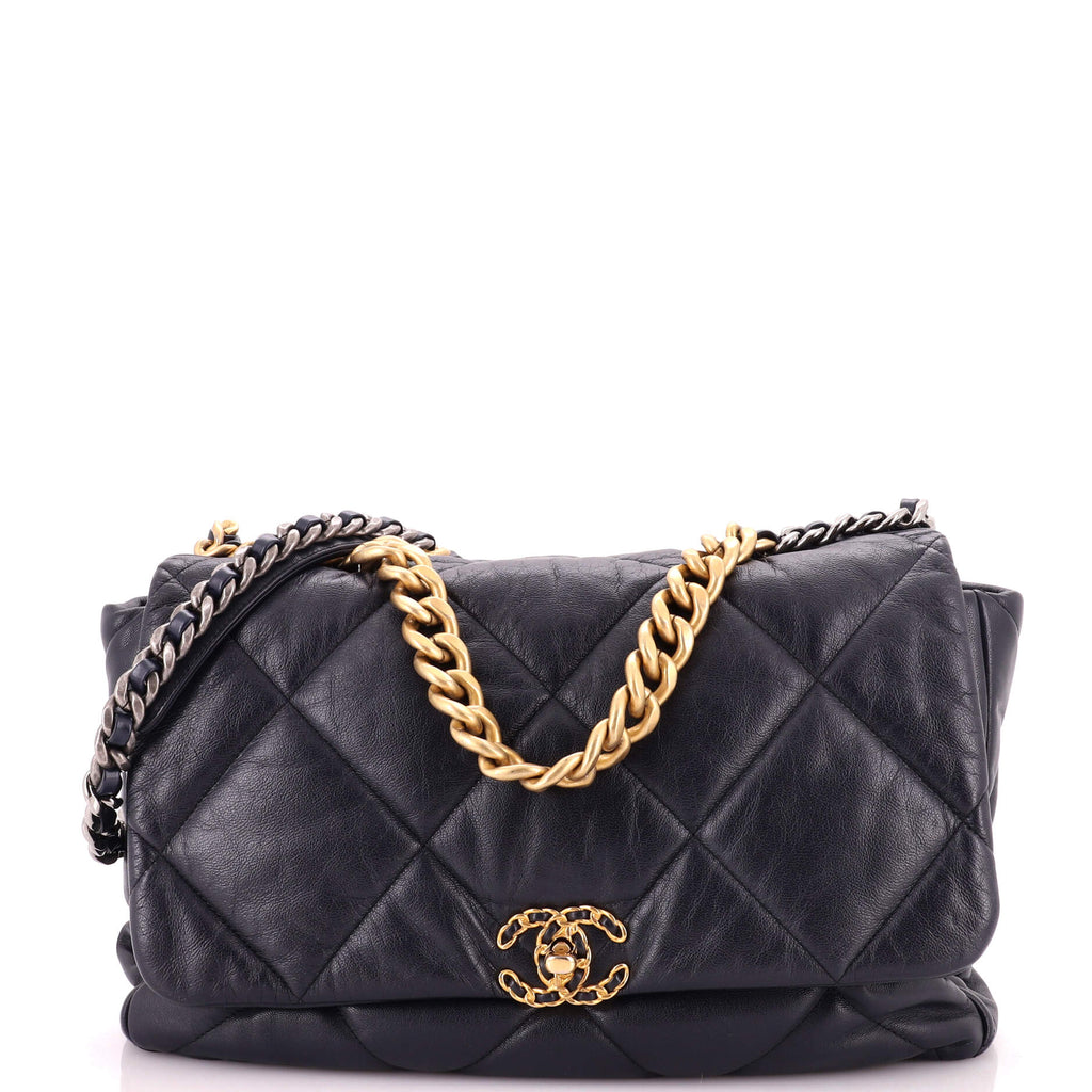 19 Flap Bag Quilted Leather Maxi
