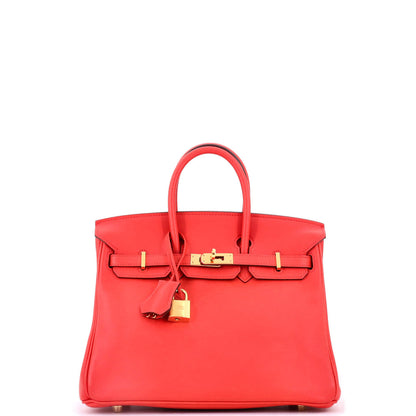 Birkin Handbag Rouge Tomate Swift with Gold Hardware 25