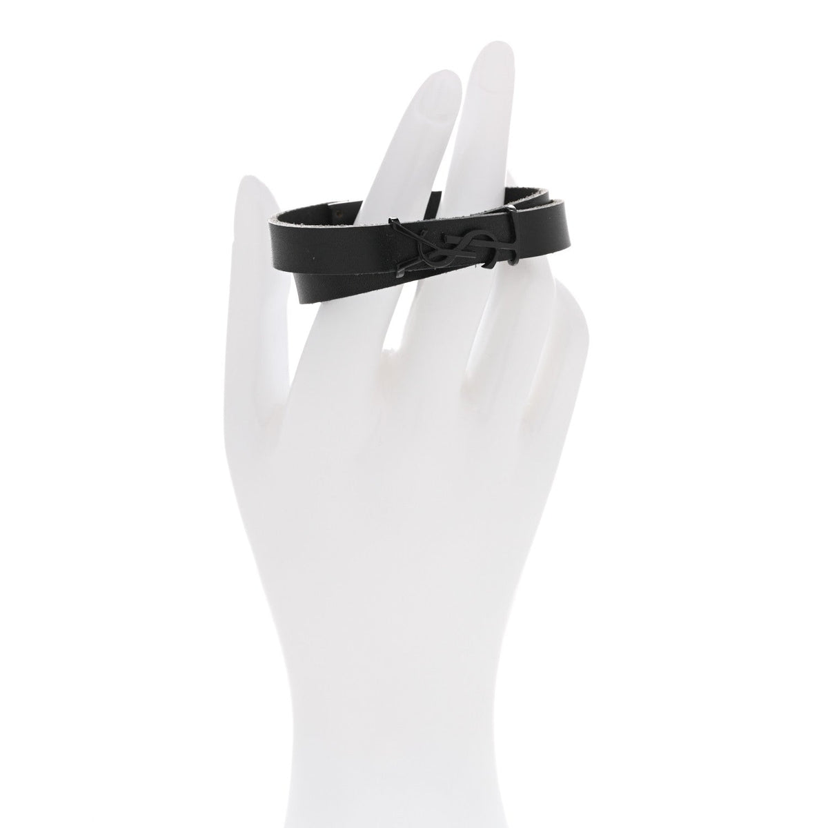 Saint LaurentCalfskin Opyum Double Wrap Bracelet Black