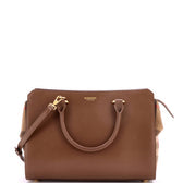 Banwell Tote Leather and House Check Canvas Small