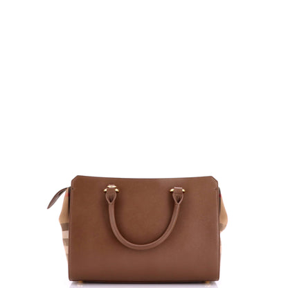 Banwell Tote Leather and House Check Canvas Small