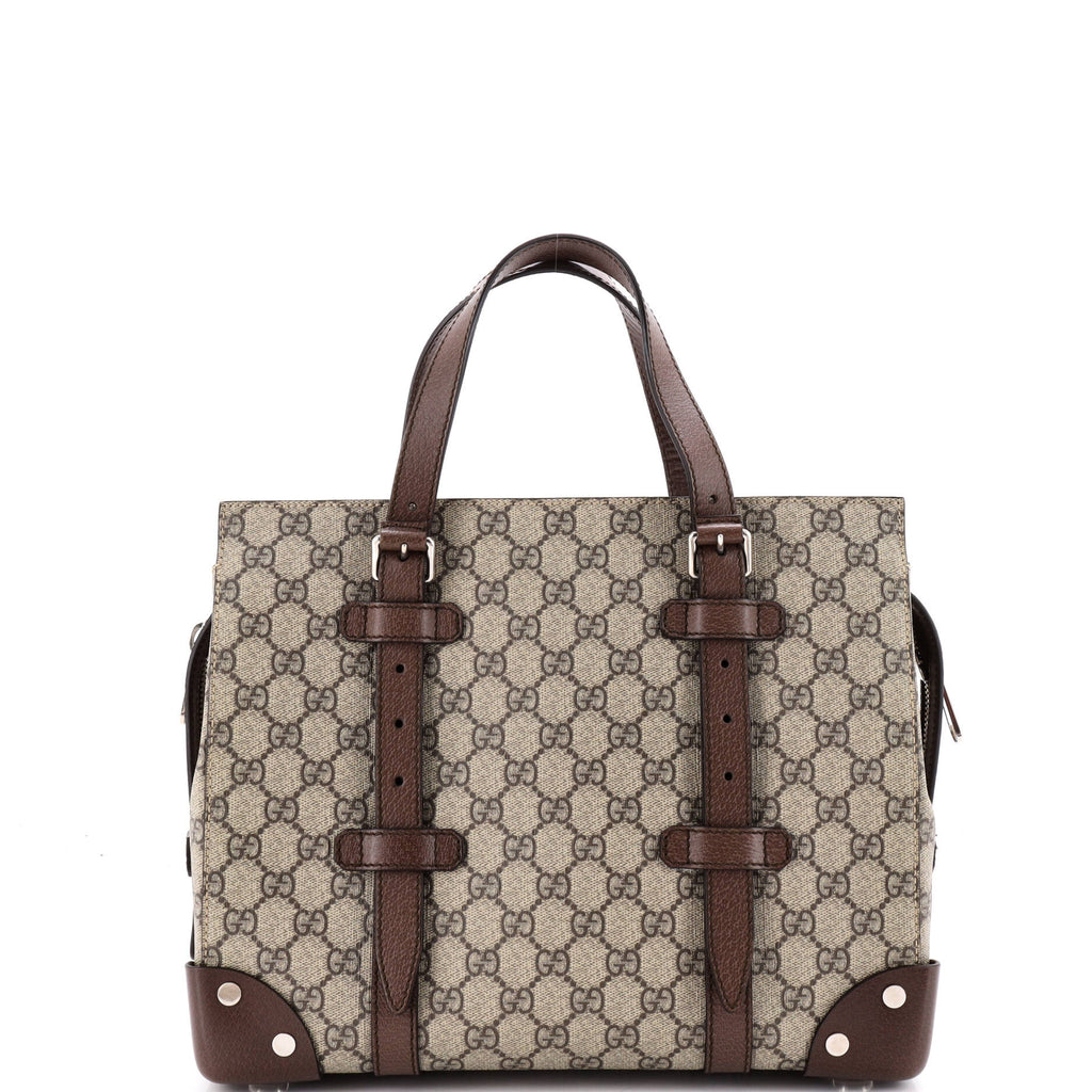 Buckle Travel Tote GG Coated Canvas with Leather Medium