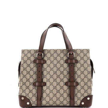 Buckle Travel Tote GG Coated Canvas with Leather Medium