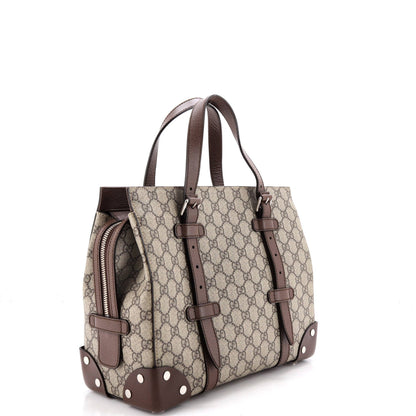 Buckle Travel Tote GG Coated Canvas with Leather Medium