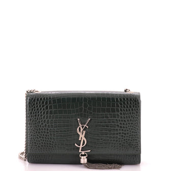 Classic Monogram Tassel Crossbody Bag Crocodile Embossed Leather Medium