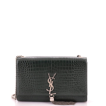 Classic Monogram Tassel Crossbody Bag Crocodile Embossed Leather Medium