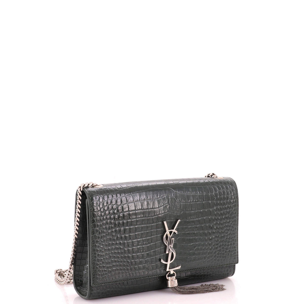 Classic Monogram Tassel Crossbody Bag Crocodile Embossed Leather Medium
