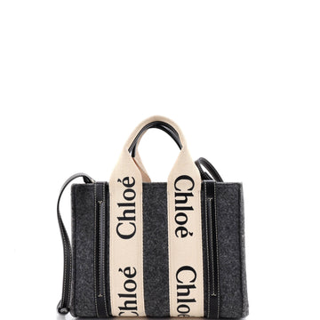 Woody Tote Recycled Felt with Leather and Canvas Small