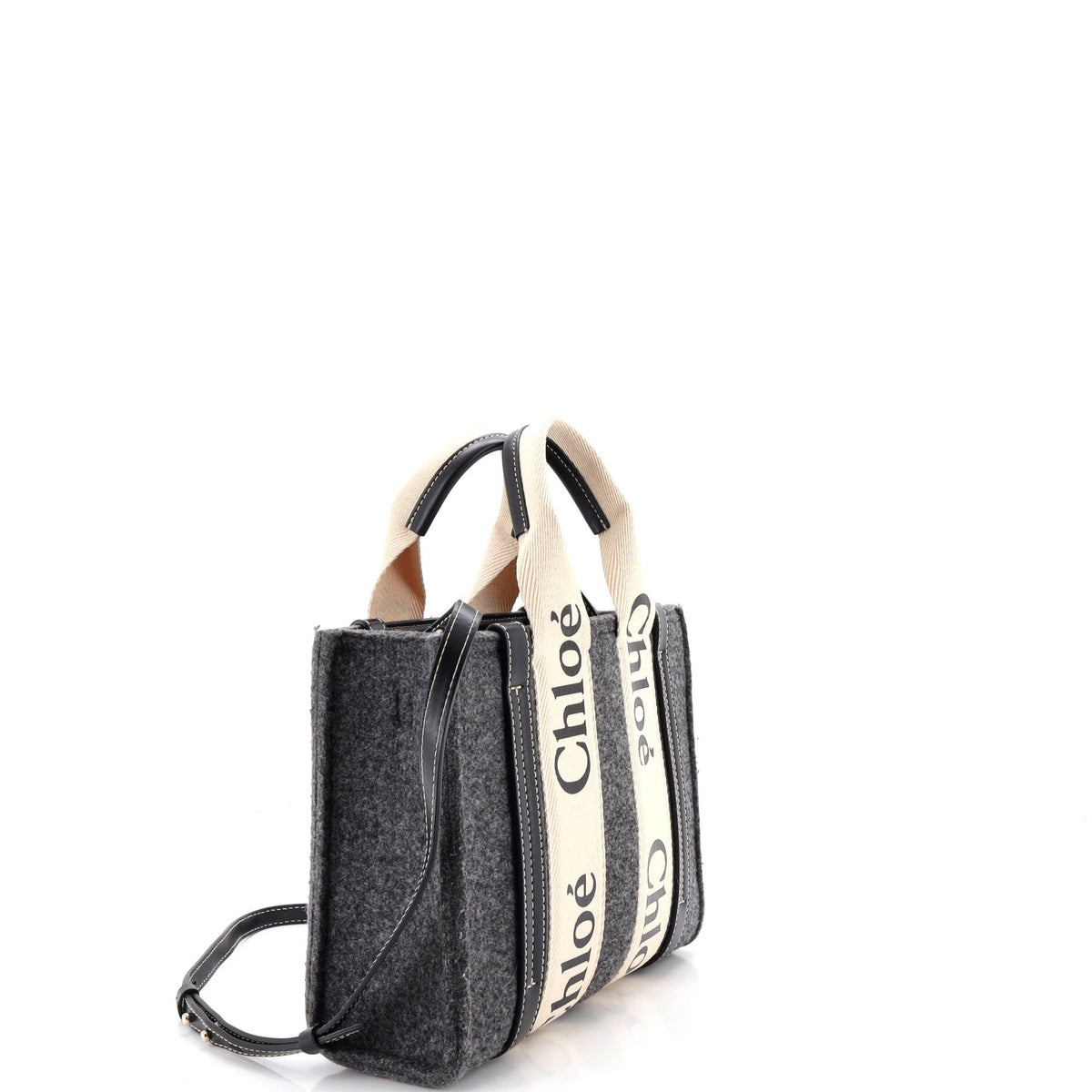 Woody Tote Recycled Felt with Leather and Canvas Small