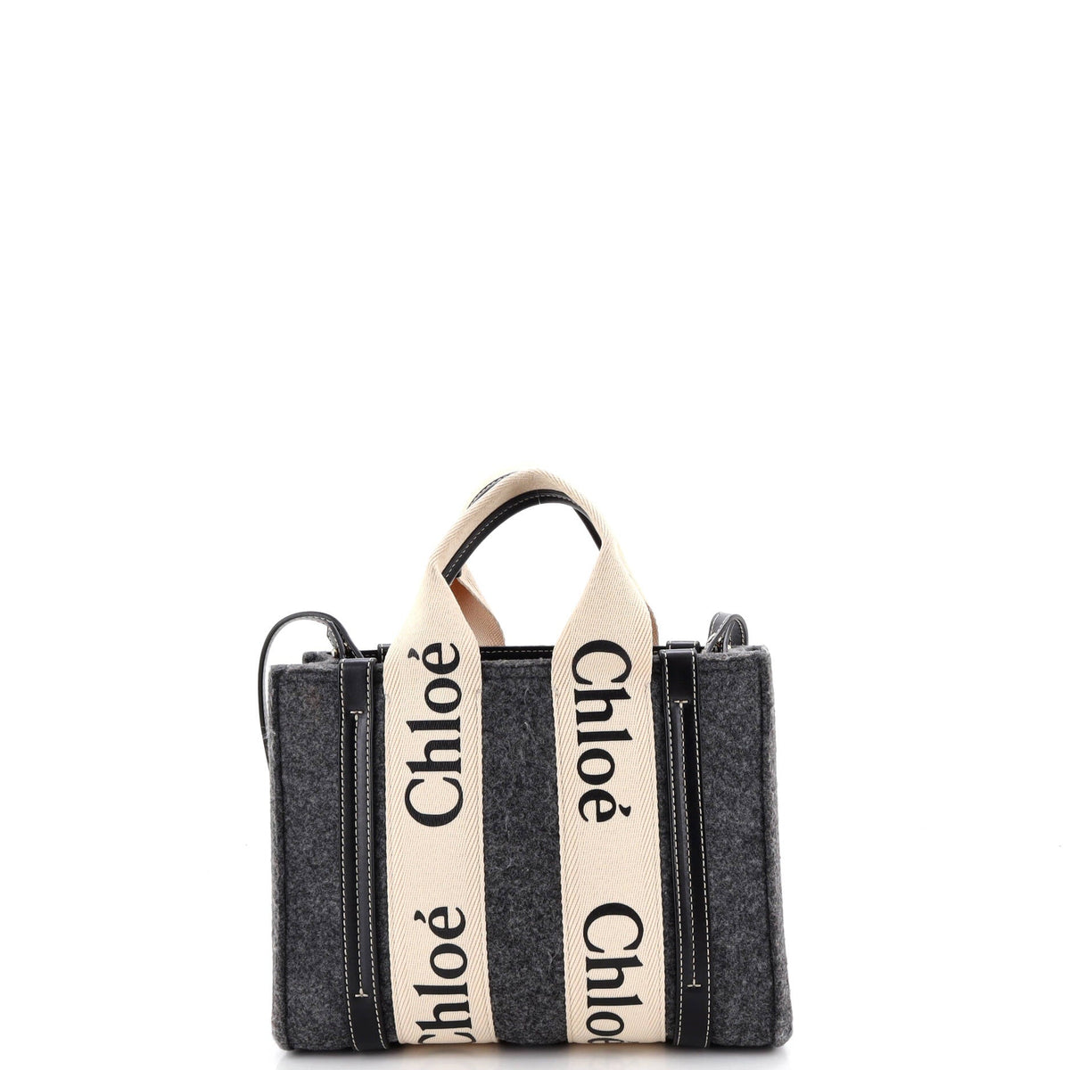 Woody Tote Recycled Felt with Leather and Canvas Small