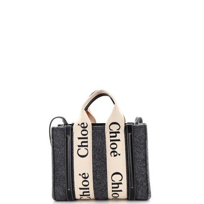 Woody Tote Recycled Felt with Leather and Canvas Small