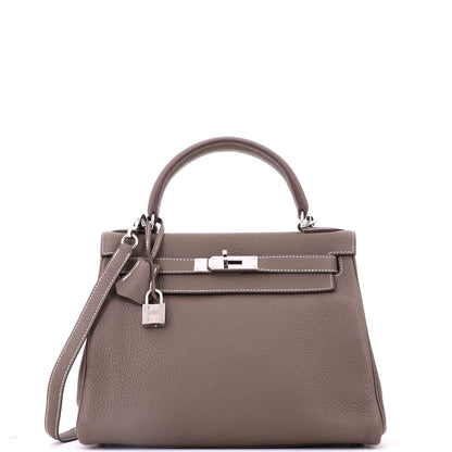 Kelly Handbag Etoupe Clemence with Palladium Hardware 28