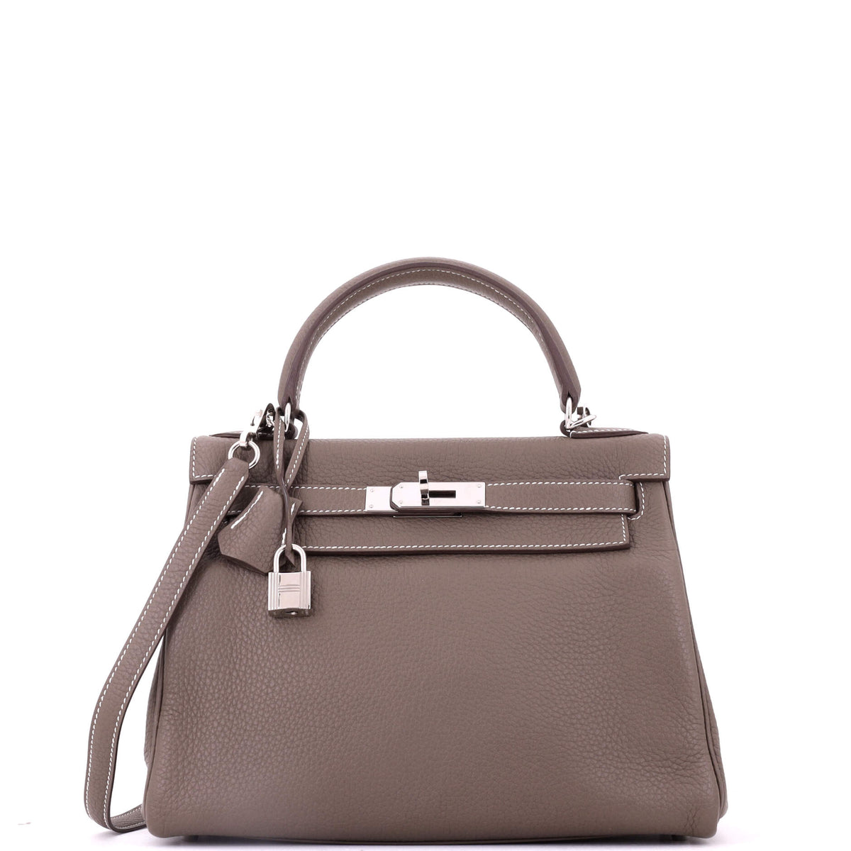 Kelly Handbag Etoupe Clemence with Palladium Hardware 28
