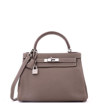 Kelly Handbag Etoupe Clemence with Palladium Hardware 28
