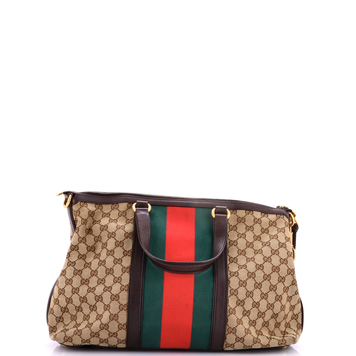 Rania Convertible Top Handle Bag Web GG Canvas Medium