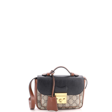 Padlock Front Pocket Flap Shoulder Bag GG Coated Canvas and Leather Mini