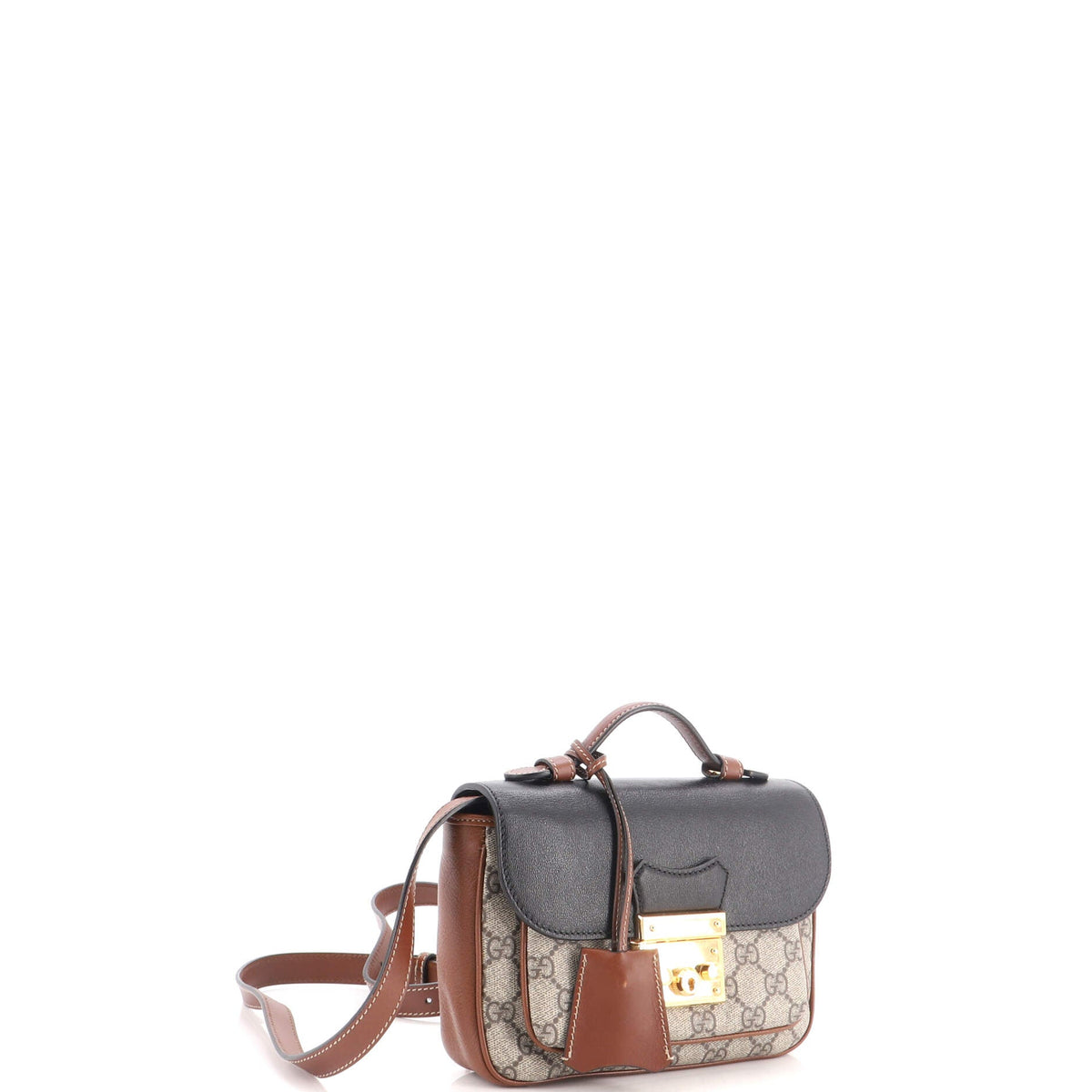 Padlock Front Pocket Flap Shoulder Bag GG Coated Canvas and Leather Mini
