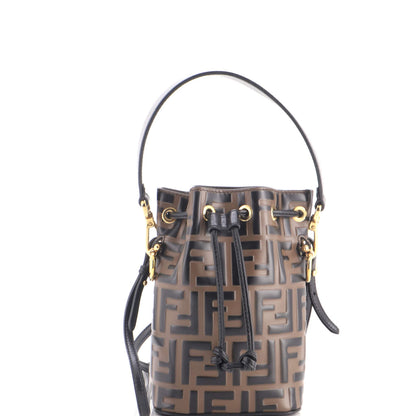 Mon Tresor Bucket Bag Zucca Embossed Leather Mini