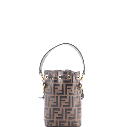 Mon Tresor Bucket Bag Zucca Embossed Leather Mini