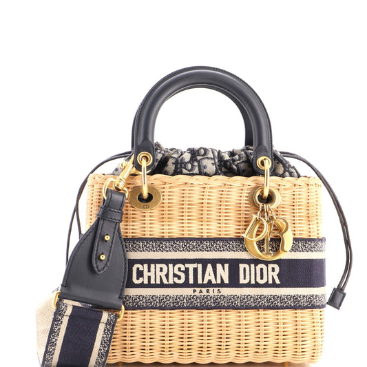 Lady Dior Bag Wicker and Oblique Canvas Medium