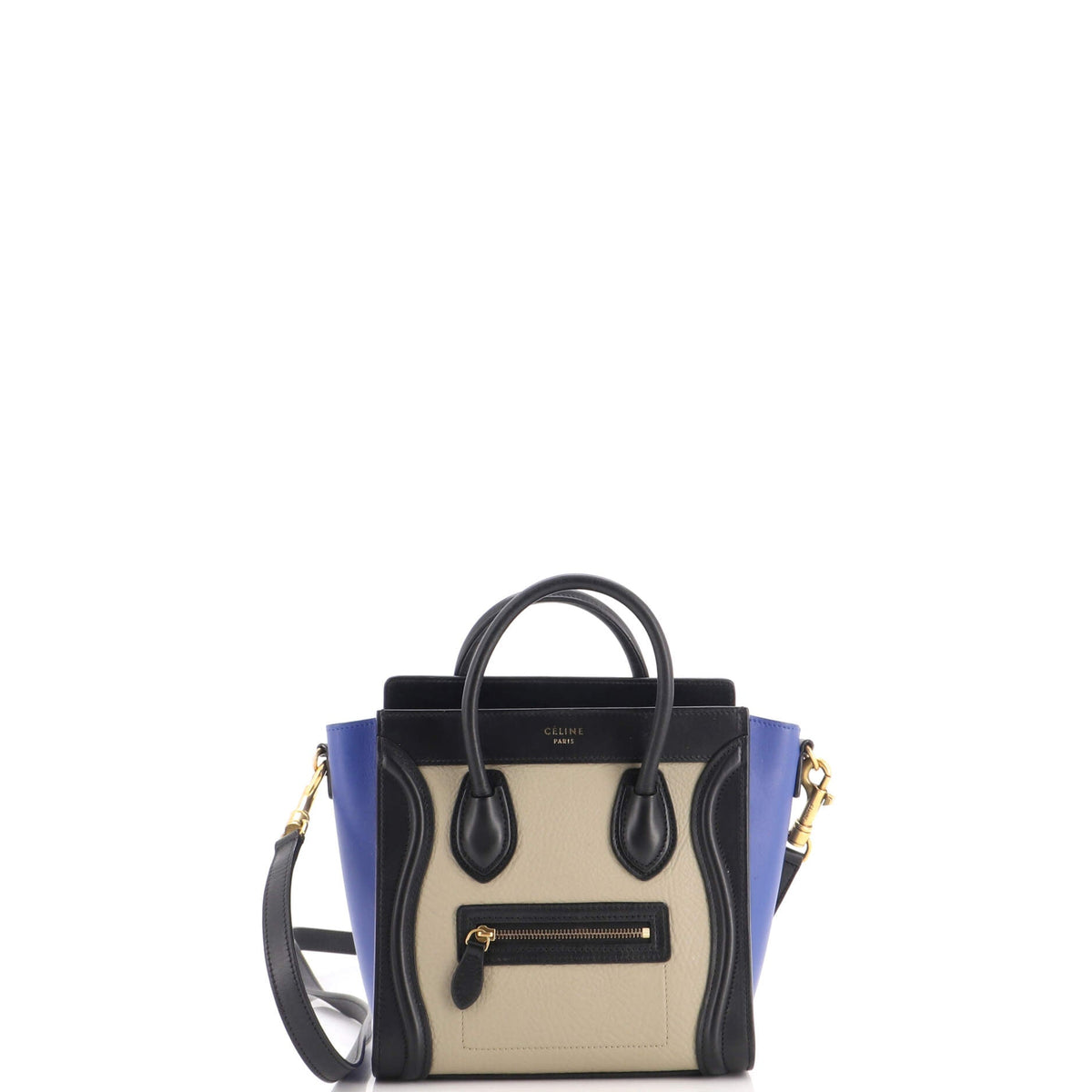 Tricolor Luggage Bag Leather Nano