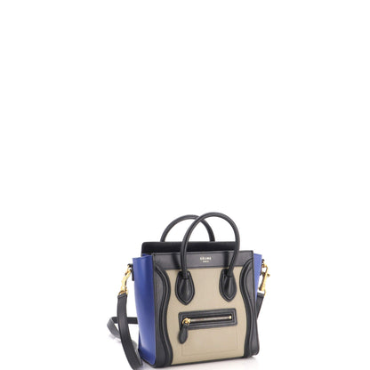 Tricolor Luggage Bag Leather Nano