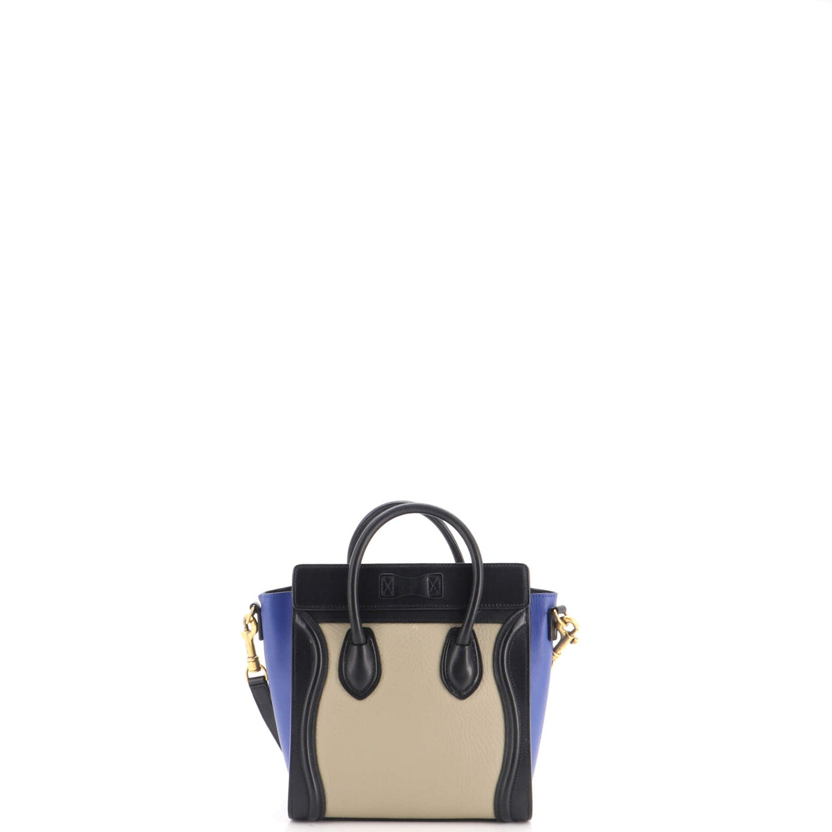 Tricolor Luggage Bag Leather Nano