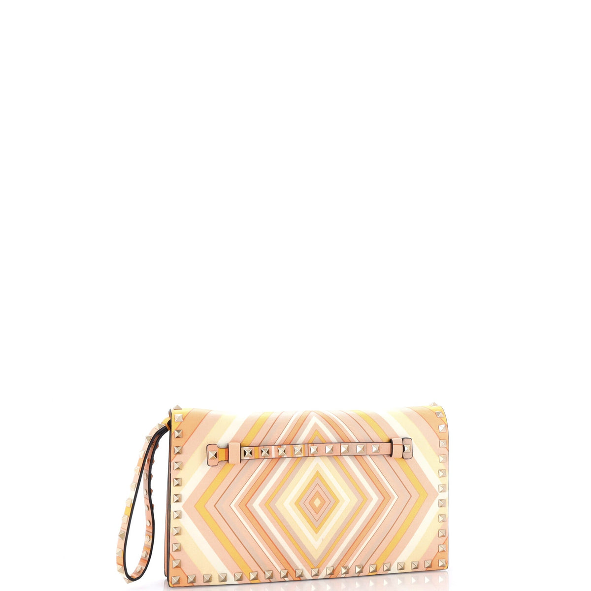 1973 Rockstud Flap Clutch Striped Leather