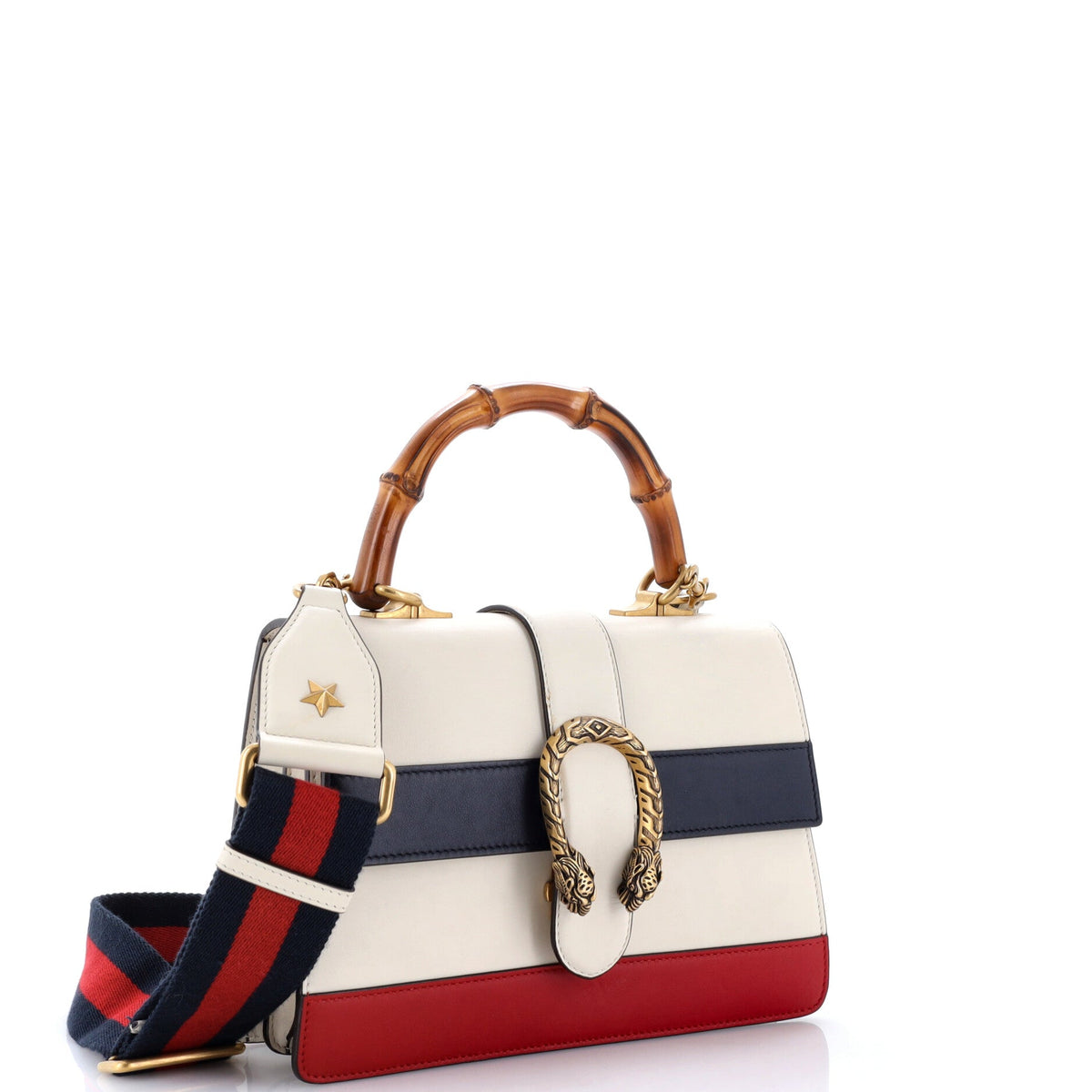 Dionysus Bamboo Top Handle Bag Colorblock Leather Medium