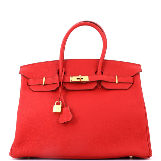 Birkin Handbag Vermillon Togo with Gold Hardware 35