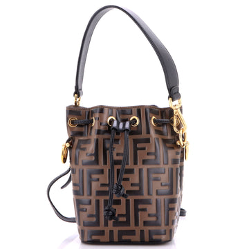 Mon Tresor Bucket Bag Zucca Embossed Leather Mini