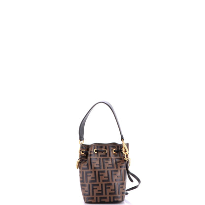 Mon Tresor Bucket Bag Zucca Embossed Leather Mini