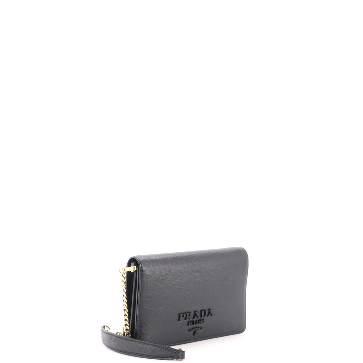 Monochrome Wallet on Chain Saffiano Leather Mini