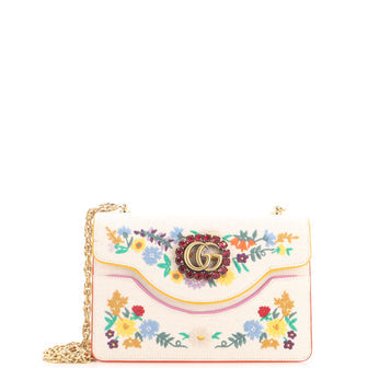 Linea Ricami Shoulder Bag Embroidered Canvas Small