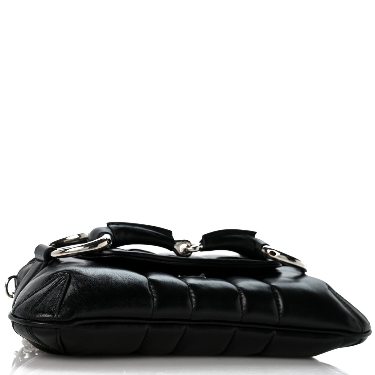 Gucci Nappa Matelasse Small Maxi Horsebit Shoulder Bag Black