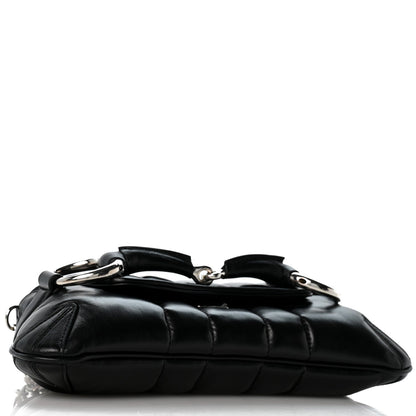 Gucci Nappa Matelasse Small Maxi Horsebit Shoulder Bag Black