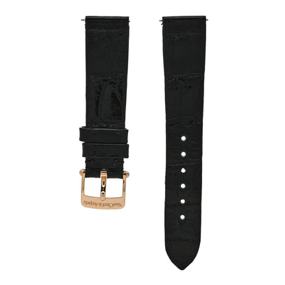 Van Cleef & Arpels 18K Rose Gold Diamond 32mm Charms Watch Black
